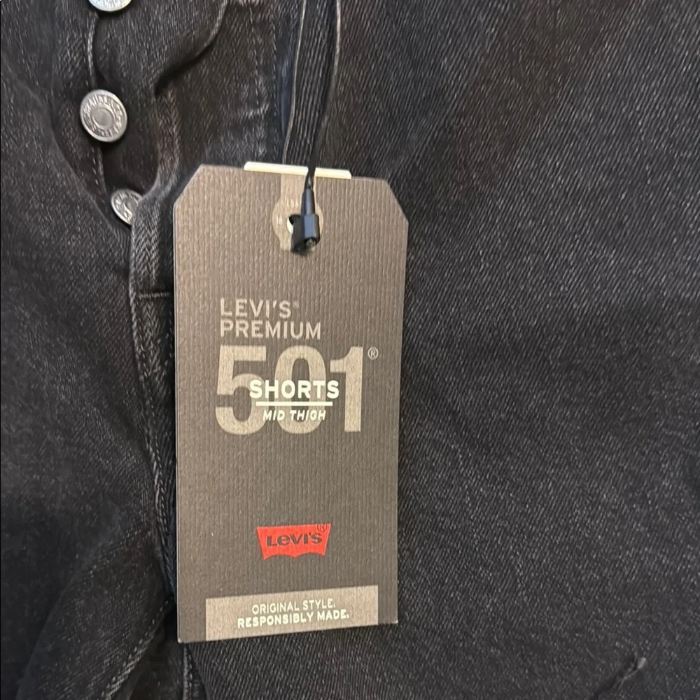 Levi's Black Distressed Jean Shorts - Picture 3 of 6